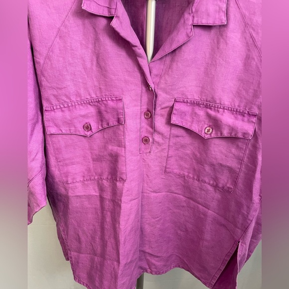 Kenar VTG 100% linen Purple 1/2 Button-Up Shirt - Picture 2 of 7